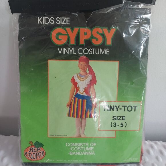 Vintage Ben Cooper Halloween Gypsy Costume Kids Size Tiny Tot (3-5) 1989 Vinyl - Picture 1 of 14